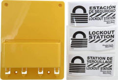 Master Lock - 1 Piece, Empty Polycarbonate Tag and Padlock / Hasp Station - 7-3/4 Inch Wide x 9-3/4 Inch High x 2-7/8 Inch Deep, Yellow - All Tool & Supply