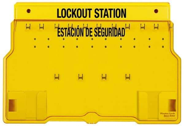 Master Lock - 1 Piece, Empty Polycarbonate Padlock Station - 22 Inch Wide x 15-1/2 Inch High x 1-3/4 Inch Deep, Yellow, Covered - All Tool & Supply