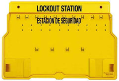 Master Lock - 1 Piece, Empty Polycarbonate Padlock Station - 22 Inch Wide x 15-1/2 Inch High x 1-3/4 Inch Deep, Yellow, Covered - All Tool & Supply