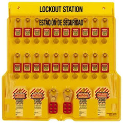 Master Lock - Equipped Polycarbonate Padlock Station - 22 Inch Wide x 22 Inch High x 1-3/4 Inch Deep, Yellow, Covered - All Tool & Supply