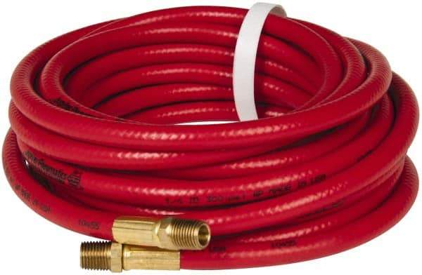 PRO-SOURCE - 3/8" ID x 19/32" OD 25' Long Multipurpose Air Hose - MNPT x MNPT Ends, 300 Working psi, 23 to 150°F, 1/4" Fitting, Red - All Tool & Supply