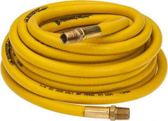 PRO-SOURCE - 1/4" ID x 15/32" OD 25' Long Multipurpose Air Hose - MNPT x MNPT Ends, 300 Working psi, 23 to 150°F, 1/4" Fitting, Yellow - All Tool & Supply