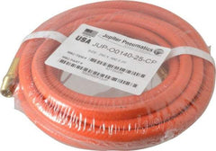 PRO-SOURCE - 1/4" ID x 15/32" OD 25' Long Multipurpose Air Hose - MNPT x MNPT Ends, 300 Working psi, 23 to 150°F, 1/4" Fitting, Orange - All Tool & Supply