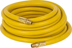 PRO-SOURCE - 3/8" ID x 19/32" OD 25' Long Multipurpose Air Hose - MNPT x MNPT Ends, 300 Working psi, 23 to 150°F, 1/4" Fitting, Yellow - All Tool & Supply