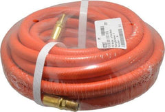 PRO-SOURCE - 3/8" ID x 19/32" OD 25' Long Multipurpose Air Hose - MNPT x MNPT Ends, 300 Working psi, 23 to 150°F, 1/4" Fitting, Orange - All Tool & Supply