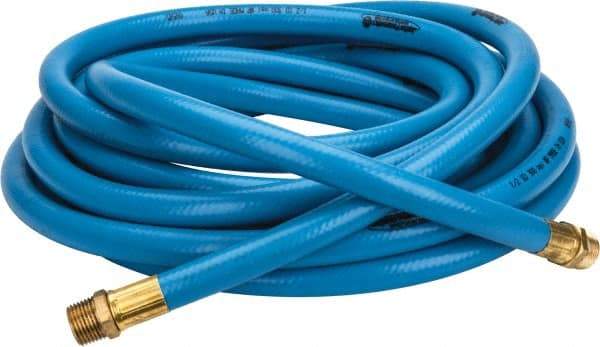 PRO-SOURCE - 1/2" ID x 3/4" OD 25' Long Multipurpose Air Hose - MNPT x MNPT Ends, 300 Working psi, 23 to 150°F, 1/2" Fitting, Blue - All Tool & Supply