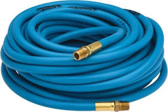 PRO-SOURCE - 1/4" ID x 15/32" OD 50' Long Multipurpose Air Hose - MNPT x MNPT Ends, 300 Working psi, 23 to 150°F, 1/4" Fitting, Blue - All Tool & Supply