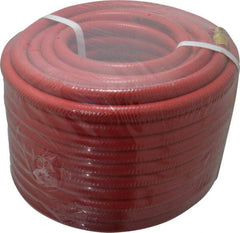 PRO-SOURCE - 3/8" ID x 19/32" OD 100' Long Multipurpose Air Hose - MNPT x MNPT Ends, 300 Working psi, 23 to 150°F, 1/4" Fitting, Red - All Tool & Supply