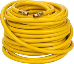 PRO-SOURCE - 3/8" ID x 19/32" OD 100' Long Multipurpose Air Hose - MNPT x MNPT Ends, 300 Working psi, 23 to 150°F, 1/4" Fitting, Yellow - All Tool & Supply