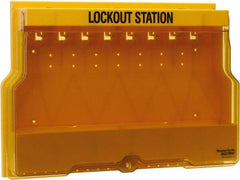 Master Lock - 1 Piece, Empty Polycarbonate Lockout Device Station - 22 Inch Wide x 15-1/2 Inch High x 4-1/8 Inch Deep, Yellow - All Tool & Supply