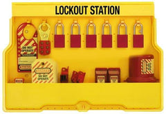 Master Lock - Equipped Polycarbonate Electrical Lockout Station - 22 Inch Wide x 15-1/2 Inch High x 4-1/8 Inch Deep, Yellow - All Tool & Supply