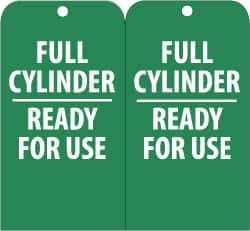 NMC - 3" High x 6" Long, FULL CYLINDER-READY FOR USE, English Safety & Facility Accident Prevention Tag - Tag Header: Notice, 2 Sides, Green & White Unrippable Vinyl - All Tool & Supply