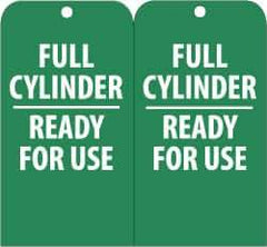 NMC - 3" High x 6" Long, FULL CYLINDER-READY FOR USE, English Safety & Facility Accident Prevention Tag - Tag Header: Notice, 2 Sides, Green & White Unrippable Vinyl - All Tool & Supply