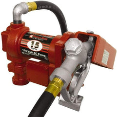 Tuthill - 15 GPM, 3/4" Hose Diam, AC Tank Pump with Manual Nozzle - 1" Inlet, 3/4" Outlet, 115 Volts, 12' Hose Length, 1/4 hp - All Tool & Supply