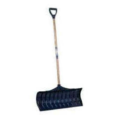 UnionTools - 30 Inch Wide Blade x 11-1/2 Inch High Blade Pusher Snow Shovel - 43 Inch Long Ash Shaft Handle with Poly D-Grip - All Tool & Supply