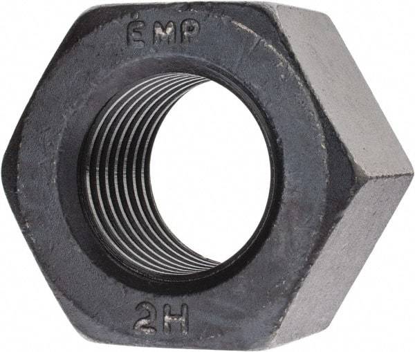 Value Collection - 2-8 UN Steel Right Hand Heavy Hex Nut - 3-1/8" Across Flats, 1-31/32" High, Uncoated, 2B Class of Fit - All Tool & Supply