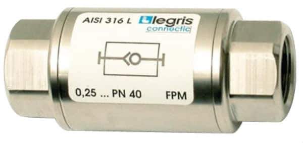 Legris - 1/8" Stainless Steel Check Valve - Unidirectional, FNPT x FNPT, 580 WOG - All Tool & Supply