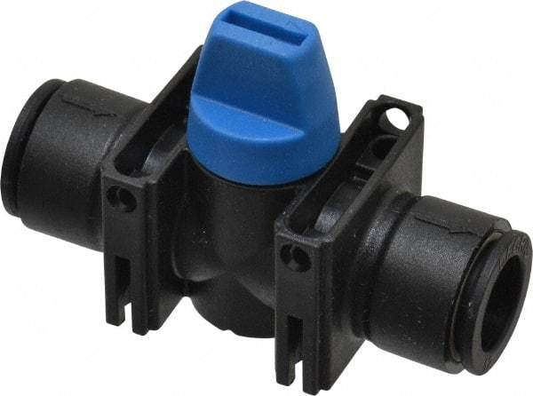 Legris - 12mm Pipe, Standard Port, Composite Miniature Ball Valve - 1 Piece, Inline - Two Way Flow, Push-to-Connect x Push-to-Connect Ends, Short Handle, 150 WOG - All Tool & Supply