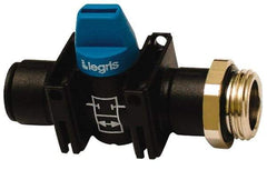 Legris - 1/2" Pipe, Standard Port, Composite Miniature Ball Valve - 1 Piece, Inline - Two Way Flow, MBSPP x Push-to-Connect Ends, Short Handle, 150 WOG - All Tool & Supply