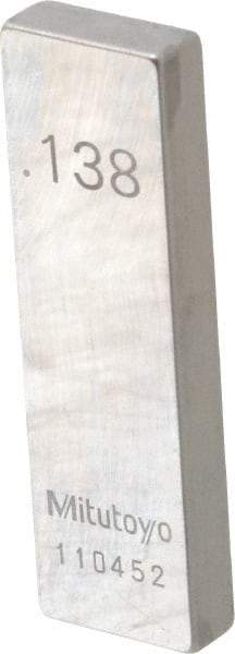 Mitutoyo - 0.138" Rectangular Steel Gage Block - Accuracy Grade 0, Includes Certificate of Inspection - All Tool & Supply