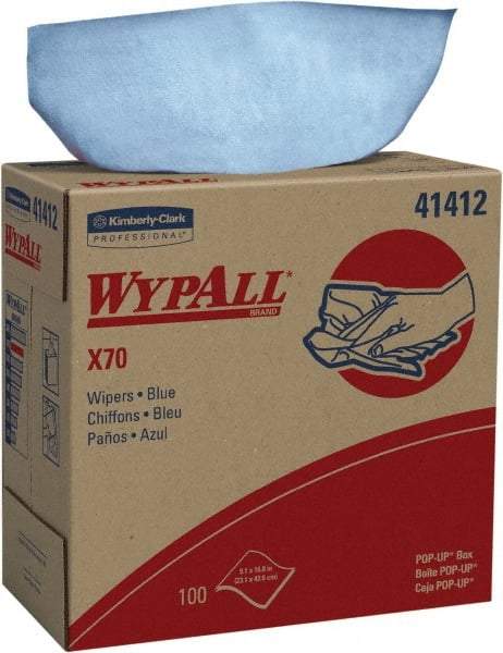 WypAll - X70 Reusable Shop Towel/Industrial Wipes - Pop-Up, 16-3/4" x 9" Sheet Size, Blue - All Tool & Supply