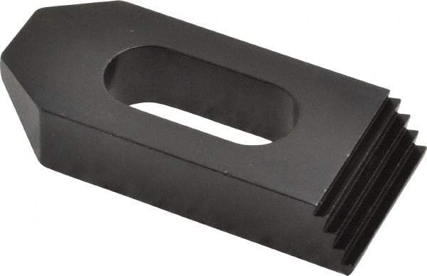 Jergens - 1/2" Stud, Low Carbon Steel, Plain Strap Clamp - 1/2" Travel, 2-1/2" OAL x 1-1/8" Wide x 1/2" High, Black Oxide Finish, Tapered Nose - All Tool & Supply