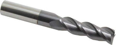 Accupro - 5/8", 2-1/8" LOC, 5/8" Shank Diam, 4-5/8" OAL, 3 Flute, Solid Carbide Square End Mill - Single End, AlTiN Finish, Spiral Flute, 40° Helix, Centercutting, Right Hand Cut, Right Hand Flute - All Tool & Supply