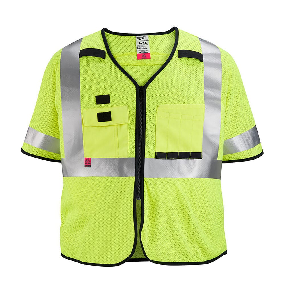 High Visibility Vests; Size: Small/Medium; Color: Yellow; Closure Type: Hook & Loop; ANSI Class: 3