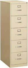 Hon - 18-1/4" Wide x 60" High x 26-1/2" Deep, 5 Drawer Vertical File - Steel, Putty - All Tool & Supply