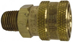 Value Collection - 3/8 Male x Female NPT Pneumatic Hose Quick Connect Socket - Brass, 1-1/8" Body Diam, 3/8" Hose ID - All Tool & Supply