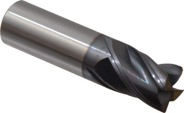 Accupro - 3/4", 4 Flute, Single End, Solid Carbide, Corner Chamfer End Mill - 3" OAL, Right Hand Flute, 1" LOC, Right Hand Cut - All Tool & Supply