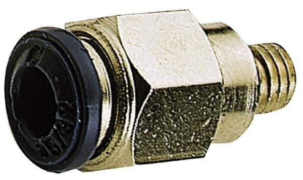 Alpha Technologies - 1/4" Outside Diam, 10-32 UNF, Nickel Plated Brass Push-to-Connect Male Connector - 250 Max psi, Tube to Male UNF Connection, Buna O-Ring - All Tool & Supply