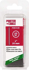 Porter-Cable - 23 Gauge 1" Long Pin Nails for Power Nailers - Steel, Galvanized Finish, Straight Stick Collation, Chisel Point - All Tool & Supply