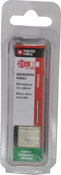 Porter-Cable - 23 Gauge 1/2" Long Pin Nails for Power Nailers - Steel, Galvanized Finish, Straight Stick Collation, Chisel Point - All Tool & Supply