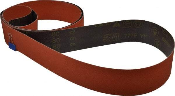 3M - 3" Wide x 132" OAL, 80 Grit, Ceramic Abrasive Belt - Ceramic, Medium, Coated, YF Weighted Cloth Backing, Wet/Dry, Series 777F - All Tool & Supply