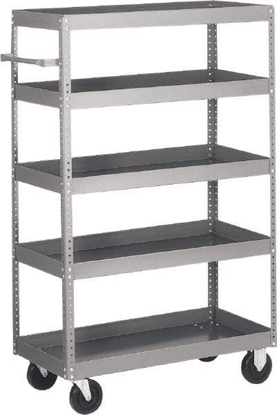 Quantum Storage - 1,000 Lb Capacity, 42" Wide x 18" Long x 57" High Shelf Cart - 5 Shelf, Steel - All Tool & Supply