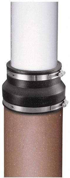 Made in USA - 8" PVC Flexible Pipe Coupling with Clamp - 6" Long, Pipe x Pipe, Stainless Steel Clamp - All Tool & Supply