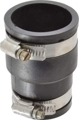 Made in USA - 1-1/2 x 1-1/4" PVC Flexible Pipe Coupling with Clamp - 3-1/2" Long, Pipe x Pipe, Stainless Steel Clamp - All Tool & Supply