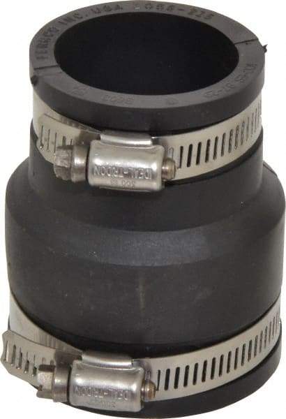 Made in USA - 2 x 1-1/2" PVC Flexible Pipe Coupling with Clamp - 3-1/2" Long, Pipe x Pipe, Stainless Steel Clamp - All Tool & Supply