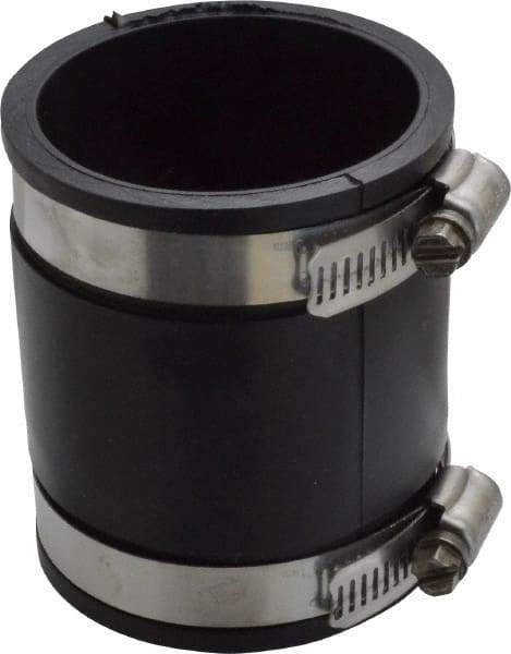 Made in USA - 2" PVC Flexible Pipe Coupling with Clamp - 3-1/2" Long, Pipe x Pipe, Stainless Steel Clamp - All Tool & Supply