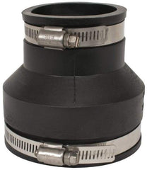 Made in USA - 3 x 2" PVC Flexible Pipe Coupling with Clamp - 4" Long, Pipe x Pipe, Stainless Steel Clamp - All Tool & Supply