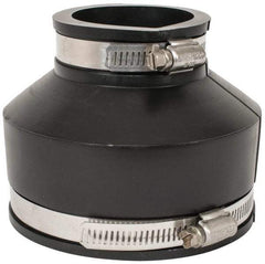 Made in USA - 4 x 2" PVC Flexible Pipe Coupling with Clamp - 4" Long, Pipe x Pipe, Stainless Steel Clamp - All Tool & Supply