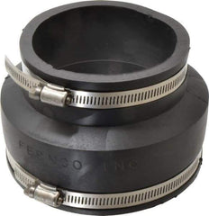 Made in USA - 5 x 4" PVC Flexible Pipe Coupling with Clamp - 4" Long, Pipe x Pipe, Stainless Steel Clamp - All Tool & Supply