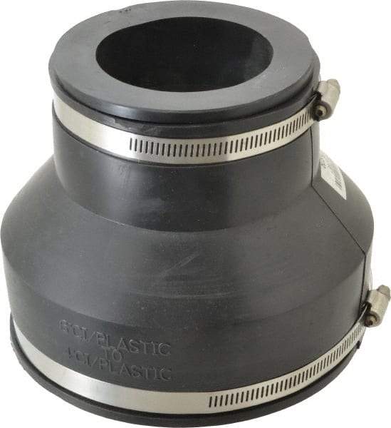 Made in USA - 6 x 3" PVC Flexible Pipe Coupling with Clamp - 6" Long, Pipe x Pipe, Stainless Steel Clamp - All Tool & Supply