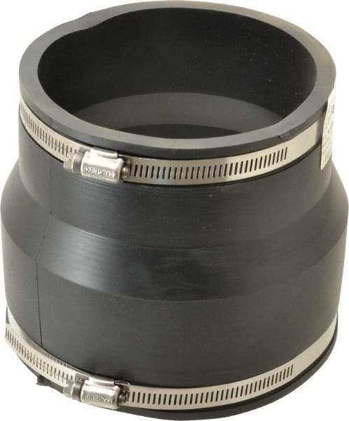 Made in USA - 6 x 5" PVC Flexible Pipe Coupling with Clamp - 6" Long, Pipe x Pipe, Stainless Steel Clamp - All Tool & Supply