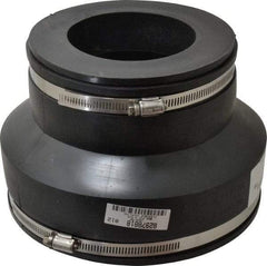 Made in USA - 8 x 4" PVC Flexible Pipe Coupling with Clamp - 6" Long, Pipe x Pipe, Stainless Steel Clamp - All Tool & Supply