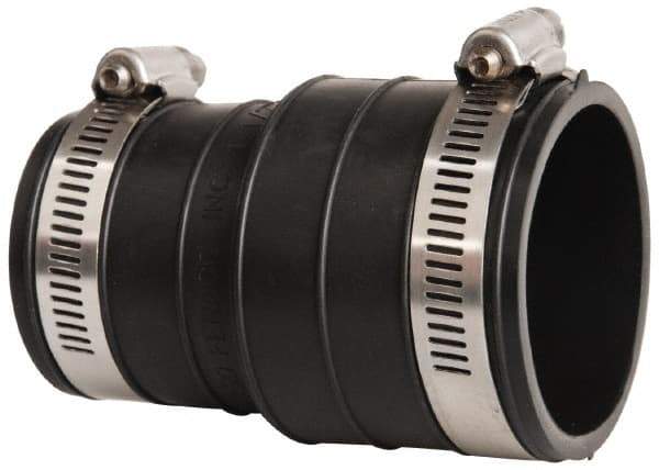 Made in USA - 1-1/2" PVC Flexible Pipe Coupling with Clamp - 4" Long, Socket x Pipe, Stainless Steel Clamp - All Tool & Supply