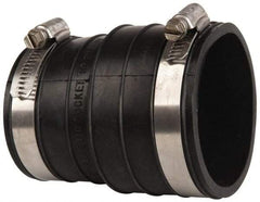 Made in USA - 2" PVC Flexible Pipe Coupling with Clamp - 4" Long, Socket x Pipe, Stainless Steel Clamp - All Tool & Supply