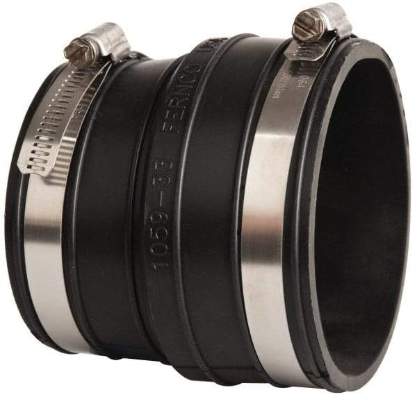 Made in USA - 3" PVC Flexible Pipe Coupling with Clamp - 4" Long, Socket x Pipe, Stainless Steel Clamp - All Tool & Supply