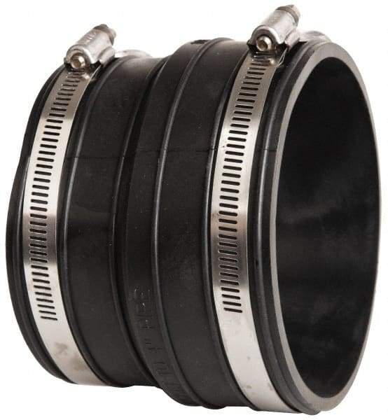 Made in USA - 4" PVC Flexible Pipe Coupling with Clamp - 4" Long, Socket x Pipe, Stainless Steel Clamp - All Tool & Supply